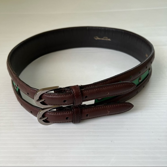 Oscar de la Renta Vintage Double Buckle Leather Belt , M main image 15